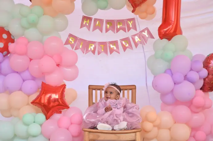 Outdoor balloon arch decoration setup in Brampton 