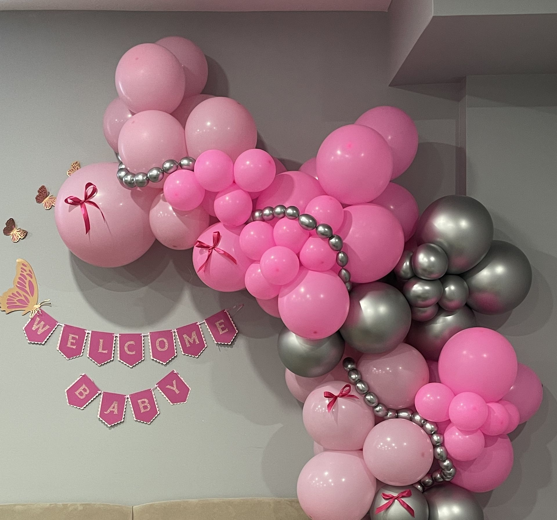 Pink new born baby welcome decor